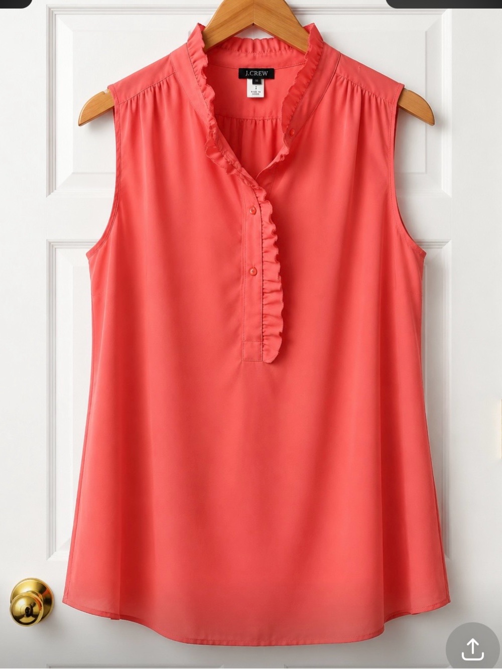 J. Crew Coral Ruffle-Trim Sleeveless Top